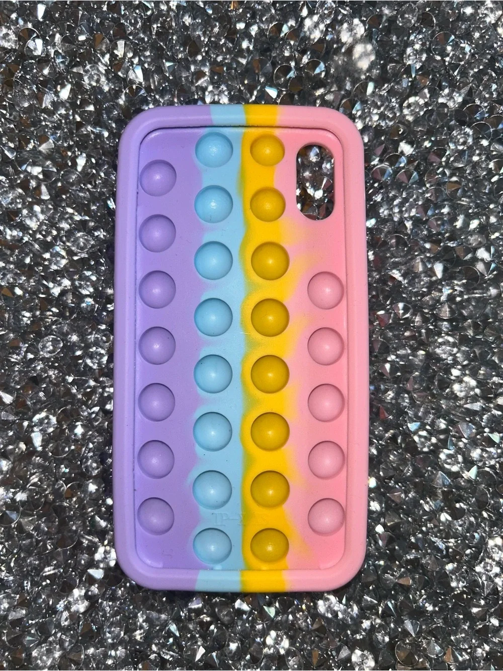 Silicone Rainbow Pop-It Fidget Toy - Pastel Purple, Blue, Yellow, Pink